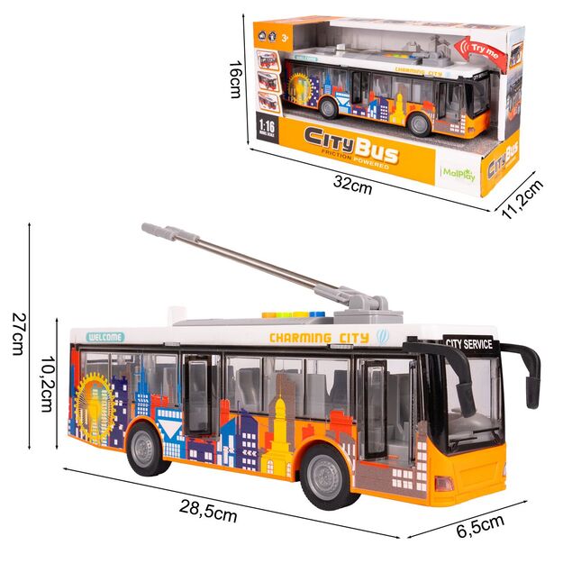 Žaislinis miesto autobusas su šviesa, garsu ir atsidarančiomis durimis 2