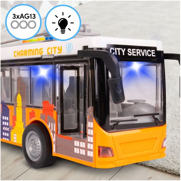 Žaislinis miesto autobusas su šviesa, garsu ir atsidarančiomis durimis 6
