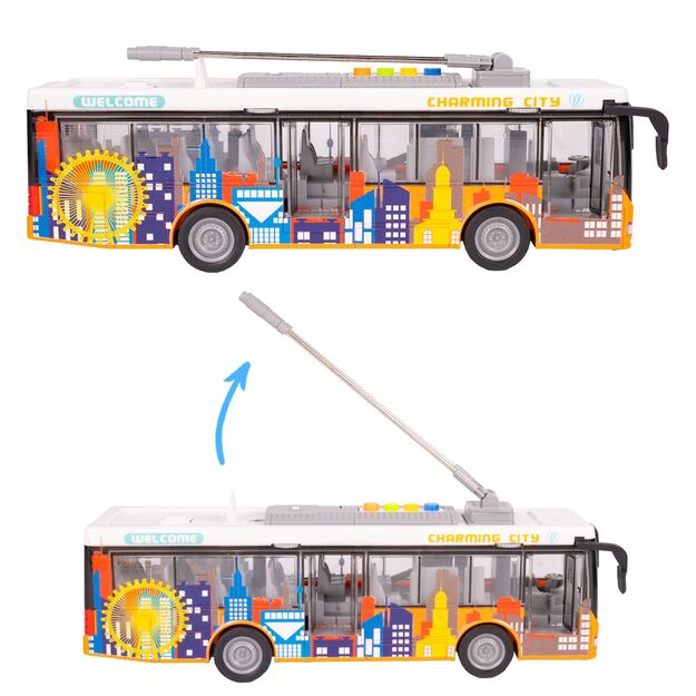 Žaislinis miesto autobusas su šviesa, garsu ir atsidarančiomis durimis 11