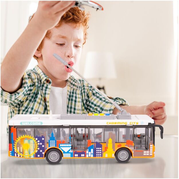 Žaislinis miesto autobusas su šviesa, garsu ir atsidarančiomis durimis 12