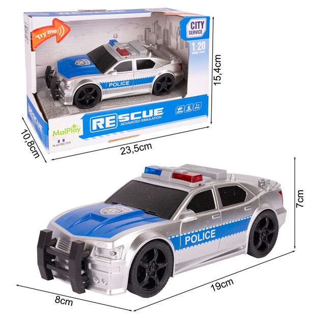Žaislinis Policijos automobilis su šviesa, garsu ir atidaroma bagažine 2