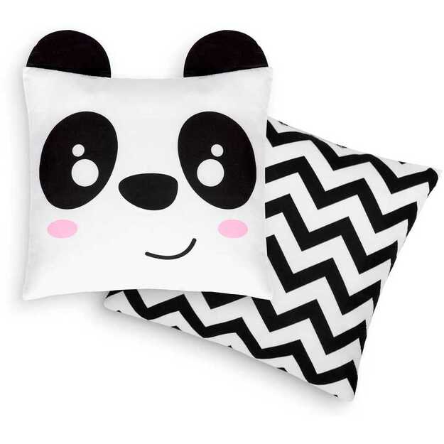 Nukido palapinė vaikams su girlianda ir švieselėmis - balta, juoda su panda 12