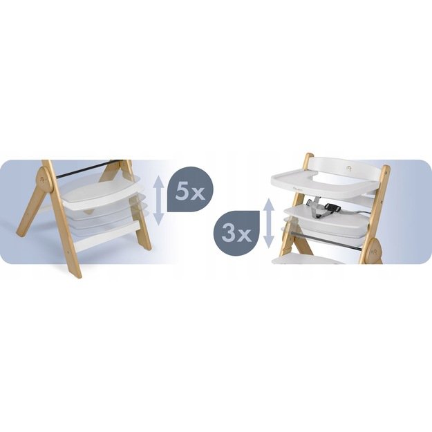 NUKIDO Medinė sulankstoma maitinimo kėdutė su reguliuojamais dirželiais 4