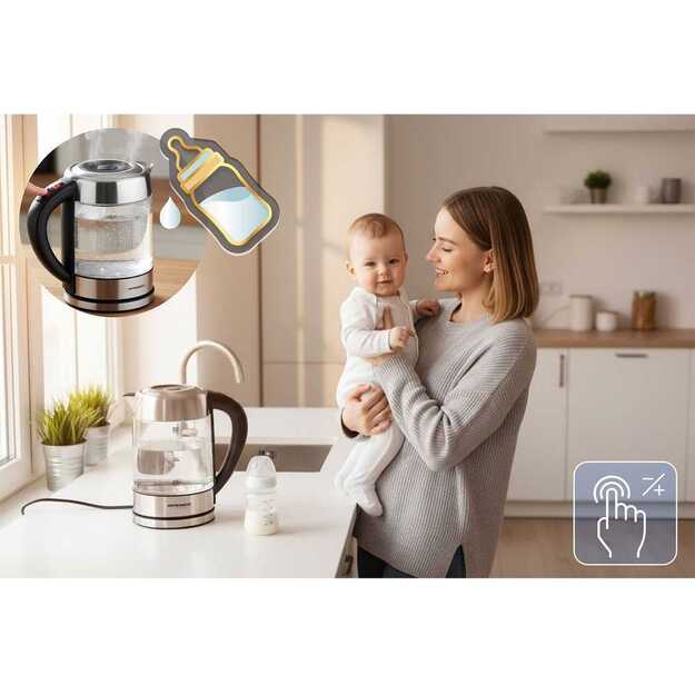 Elektrinis stiklinis virdulys su temperatūros reguliatoriumi 1,7 l 2200 W Berdsen BD-714 12