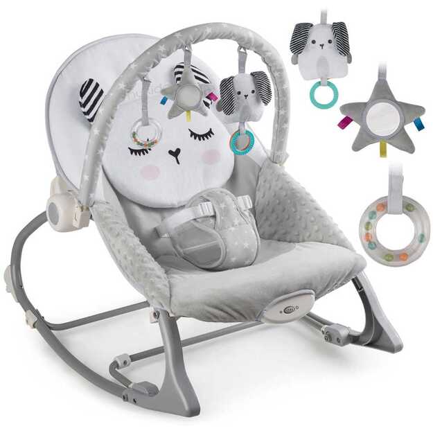 Nukido gultukas, kėdutė, supuoklė kūdikiams, pilka	