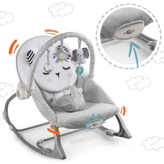 Nukido gultukas, kėdutė, supuoklė kūdikiams, pilka	 7