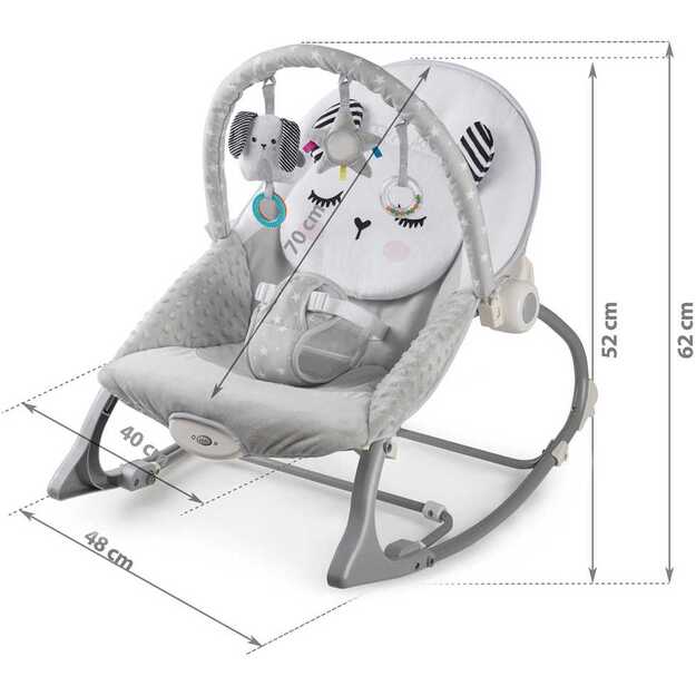 Nukido gultukas, kėdutė, supuoklė kūdikiams, pilka	 11