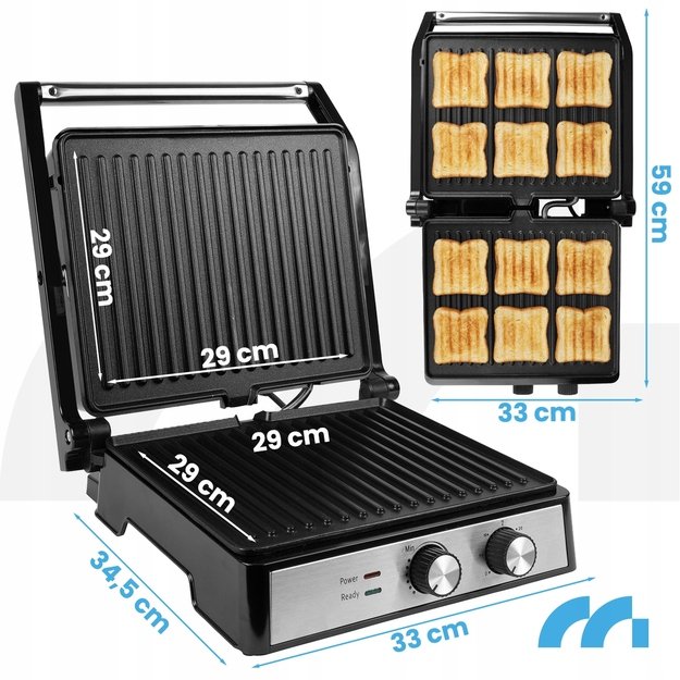 Sumuštinių kepimo grilis, elektrinis sulankstomas skrudintuvas, galingas, 2500 W 1