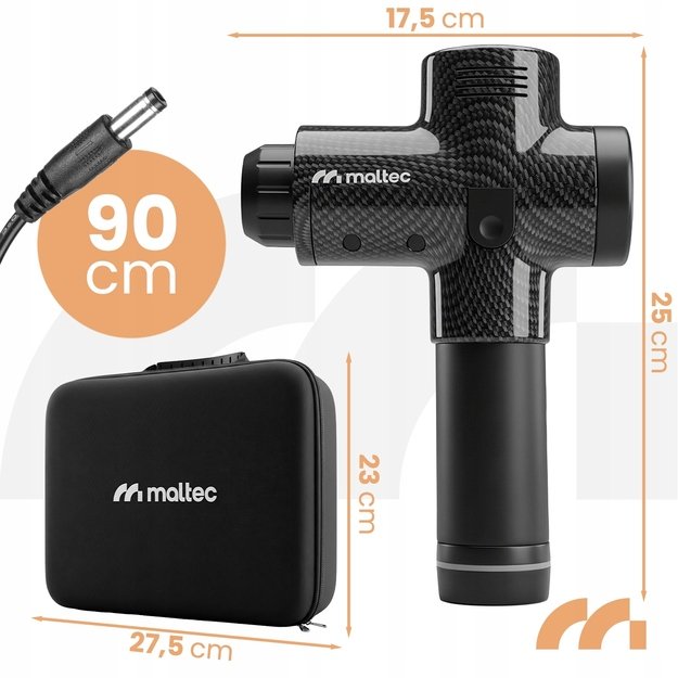 Masažo pistoletas kūnui, nugarai, pėdoms, masažo pistoleto dėklas su 10 antgalių, MalTec 2