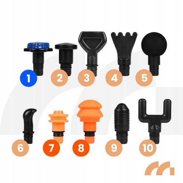 Masažo pistoletas kūnui, nugarai, pėdoms, masažo pistoleto dėklas su 10 antgalių, MalTec 9