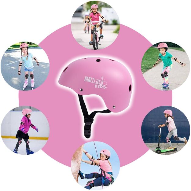 Vaikiškas dviratininko šalmas, reguliuojamas, 48–54 cm, rožinis  2