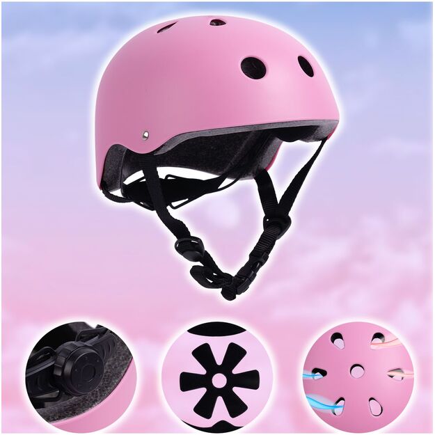 Vaikiškas dviratininko šalmas, reguliuojamas, 48–54 cm, rožinis  4