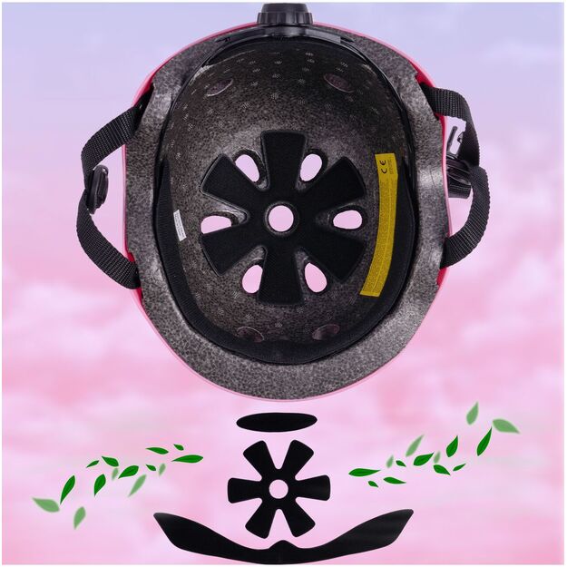 Vaikiškas dviratininko šalmas, reguliuojamas, 48–54 cm, rožinis  6