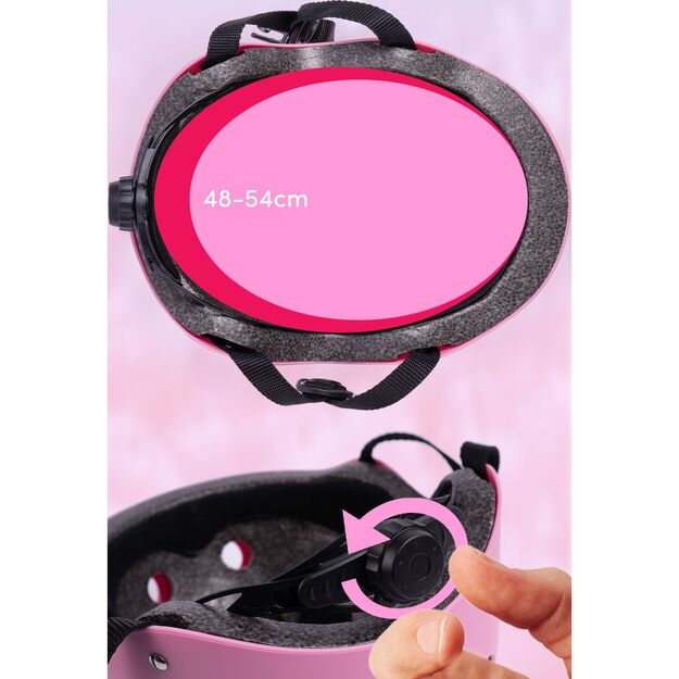 Vaikiškas dviratininko šalmas, reguliuojamas, 48–54 cm, rožinis  7