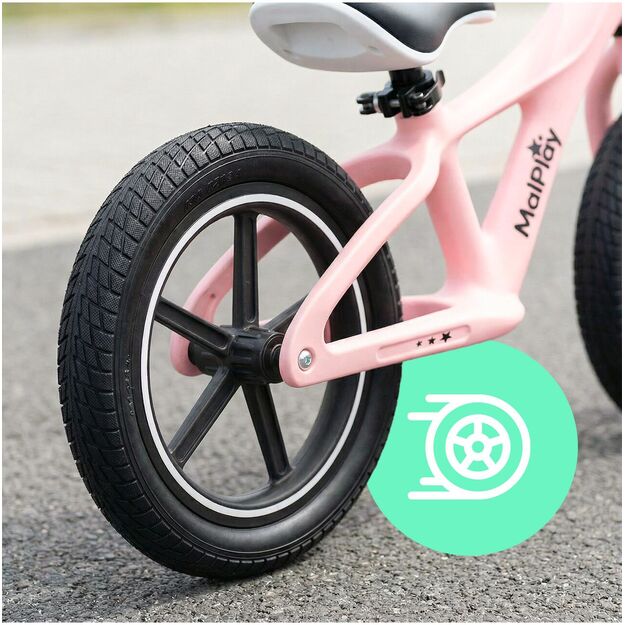 Balansinis dviratis vaikams nuo 2 metų, 12 colių, PU ratai, lengvi, 3,4 kg, „Nylu Pink“ 2