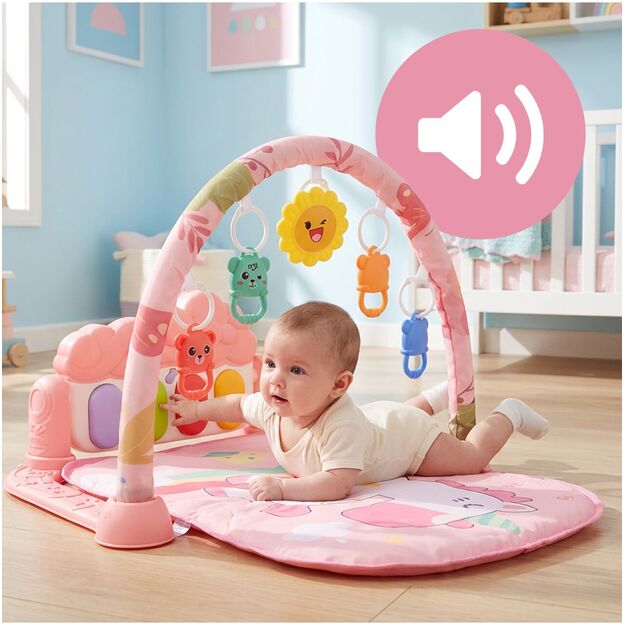 Interaktyvus lavinamasis kilimėlis kūdikiams su pianinu, barškučiais ir kramtukais 2