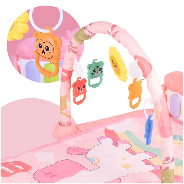 Interaktyvus lavinamasis kilimėlis kūdikiams su pianinu, barškučiais ir kramtukais 3