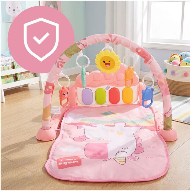 Interaktyvus lavinamasis kilimėlis kūdikiams su pianinu, barškučiais ir kramtukais 7