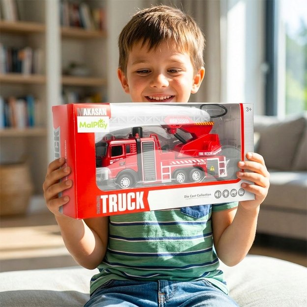 Žaislinis metalinis gaisrinės automobilis su šviesa ir garsu 8