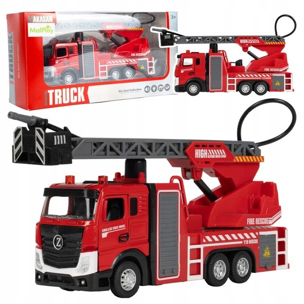 Žaislinis metalinis gaisrinės automobilis su šviesa ir garsu