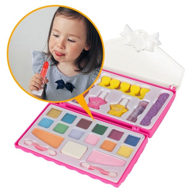 Vaikiškas makiažo ir nagų dailės rinkinys kosmetikos krepšelyje 5