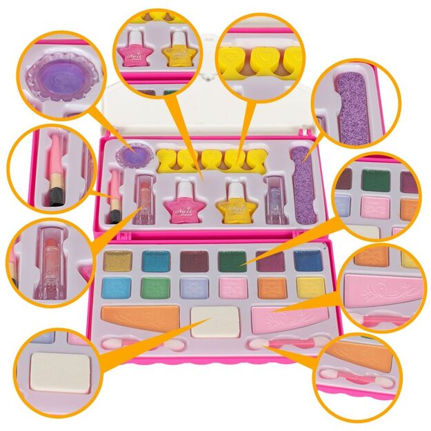 Vaikiškas makiažo ir nagų dailės rinkinys kosmetikos krepšelyje 3