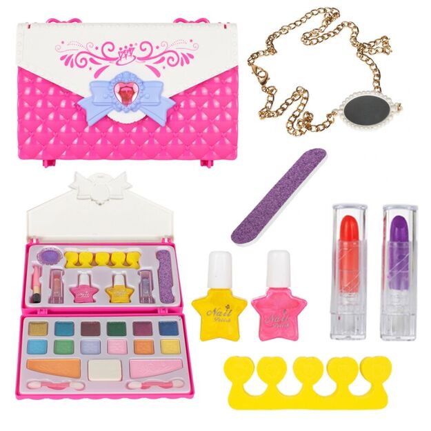 Vaikiškas makiažo ir nagų dailės rinkinys kosmetikos krepšelyje 8