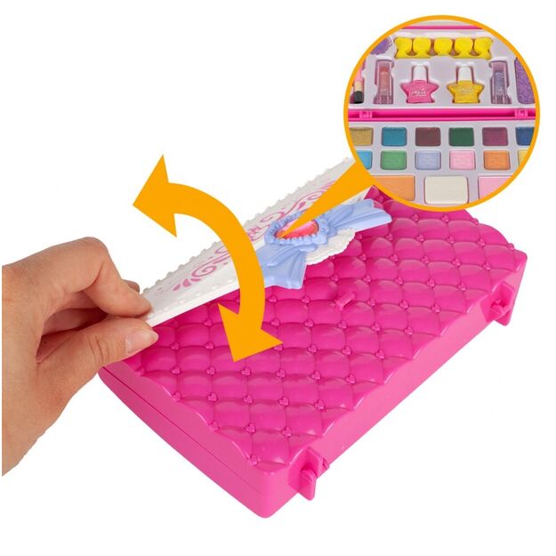 Vaikiškas makiažo ir nagų dailės rinkinys kosmetikos krepšelyje 10