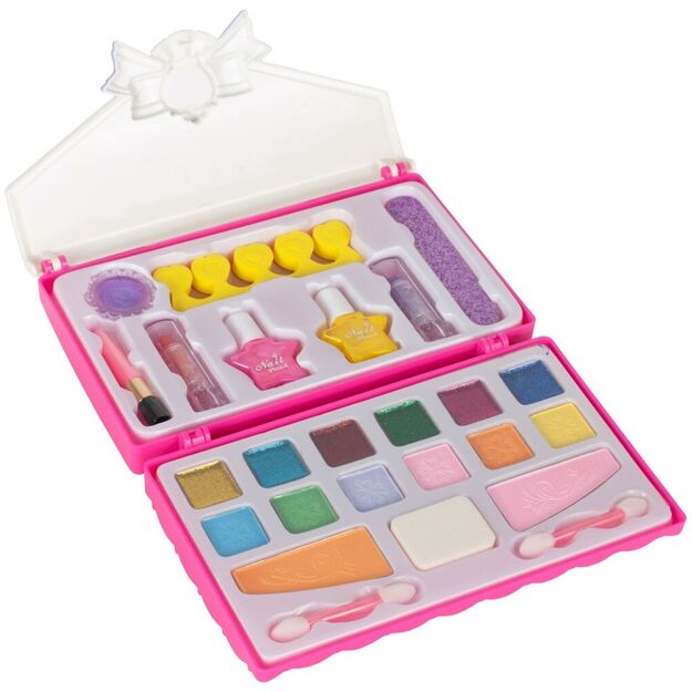 Vaikiškas makiažo ir nagų dailės rinkinys kosmetikos krepšelyje 9
