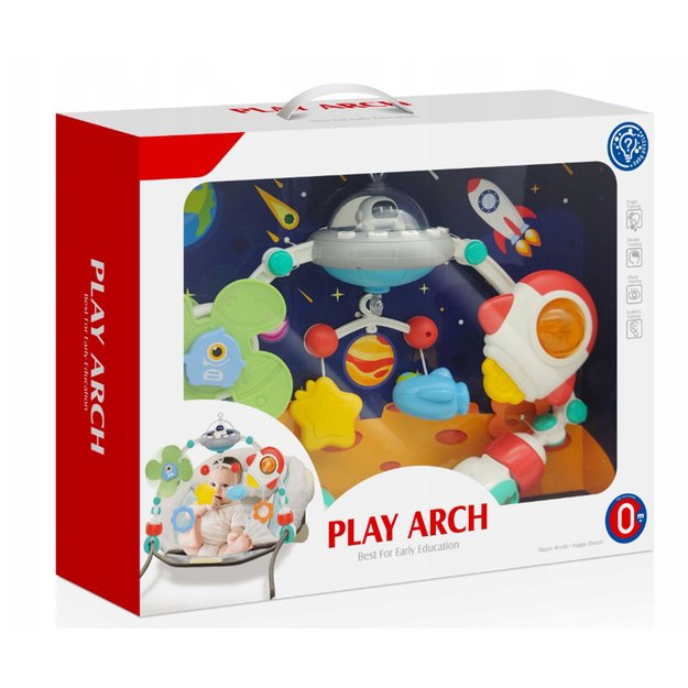 Pakabinamas žaislų lankas vežimėliui UFO su šviesos efektais 10