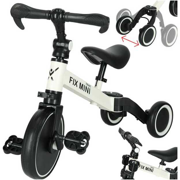 Trike Fix Mini krosinis triratukas 3in1 su pedalais, baltas