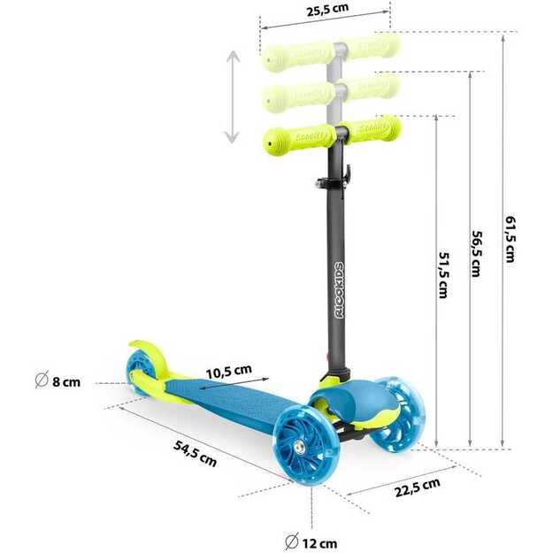 Ricokids Loco triratis paspirtukas, mėlynos ir žalios spalvos