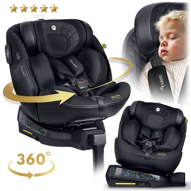 Nukido Aero Line autokėdutė juoda 0-36kg ISOFIX