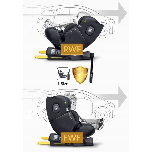Nukido Aero Line autokėdutė juoda 0-36kg ISOFIX