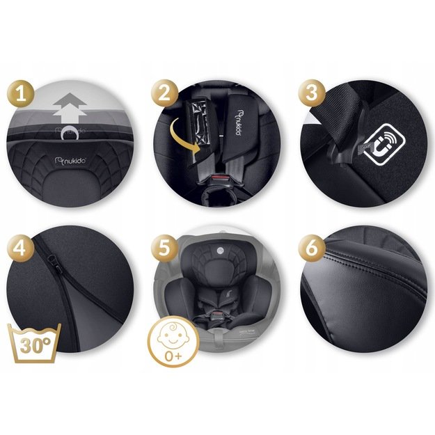 Nukido Aero Line autokėdutė juoda 0-36kg ISOFIX