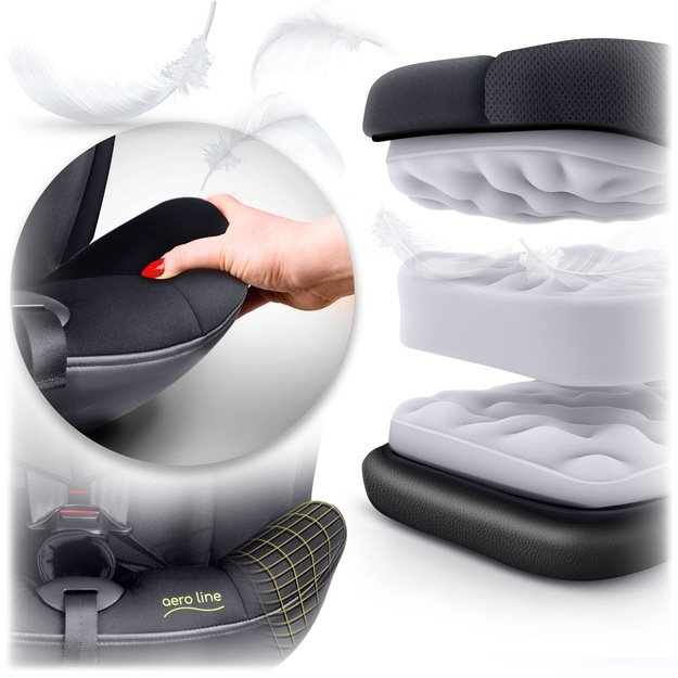Nukido Aero Line autokėdutė juoda 0-36kg ISOFIX