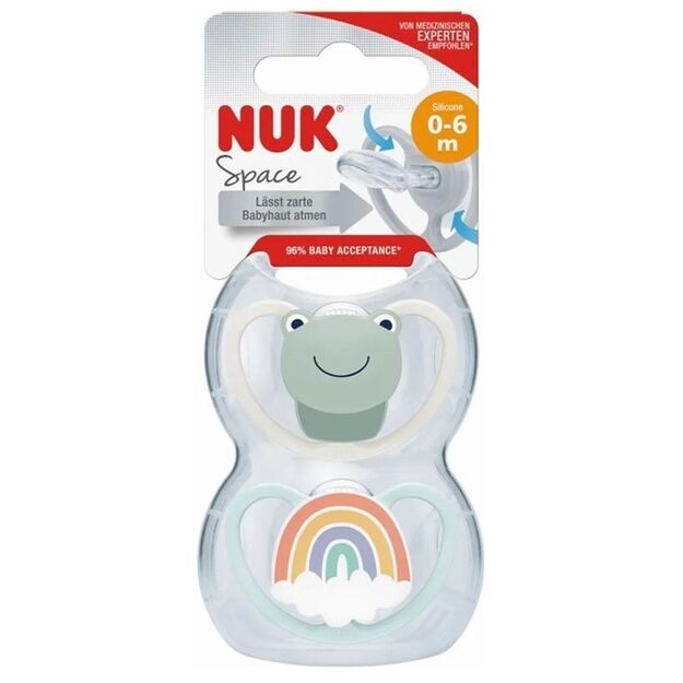 NUK silikoniniai čiulptukai, 0-6 mėn., 2vnt.