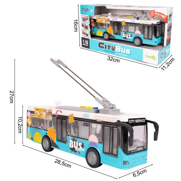 Žaislinis miesto autobusas su šviesa, garsu ir atsidarančiomis durimis 2