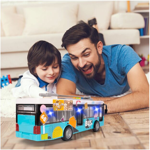 Žaislinis miesto autobusas su šviesa, garsu ir atsidarančiomis durimis 1