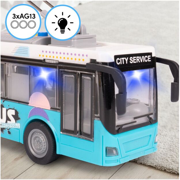 Žaislinis miesto autobusas su šviesa, garsu ir atsidarančiomis durimis 4