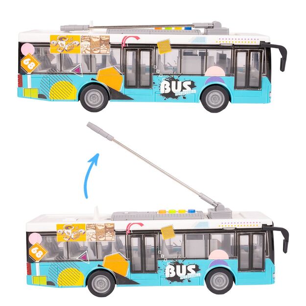 Žaislinis miesto autobusas su šviesa, garsu ir atsidarančiomis durimis 10