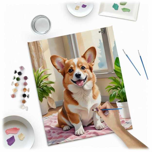 Paveikslas tapybai pagal skaičius 40x50 cm Massido Corgi šuo 2