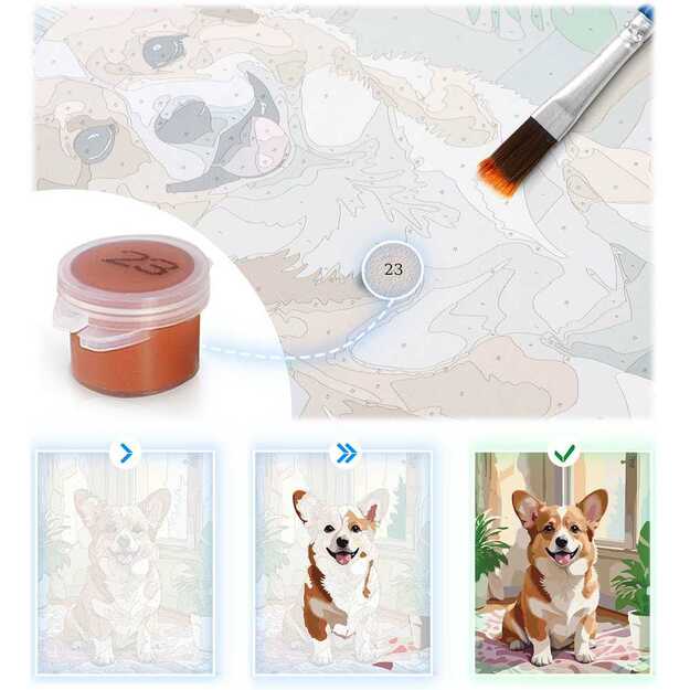Paveikslas tapybai pagal skaičius 40x50 cm Massido Corgi šuo 8