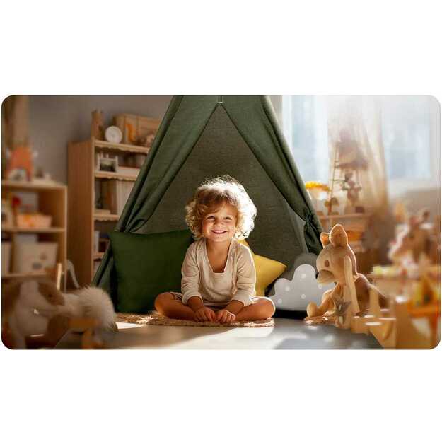 Nukido vaikiška TIPI palapinė su dideliu kilimėliu - žalia 11