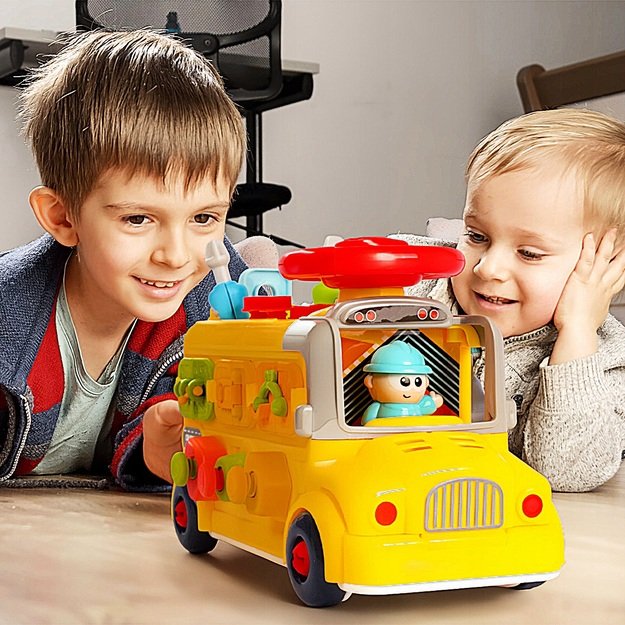Surenkamas lavinamasis mokyklinis autobusas su vairu ir garsu 8