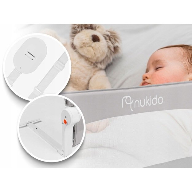 Apsauginis turėklas lovai Nukido 180 x 42 x 35 cm, pilkos spalvos 4