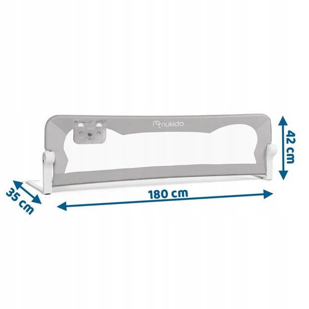 Apsauginis turėklas lovai Nukido 180 x 42 x 35 cm, pilkos spalvos 6