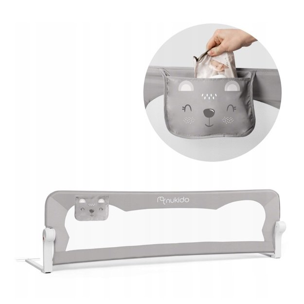 Apsauginis turėklas lovai Nukido 180 x 42 x 35 cm, pilkos spalvos