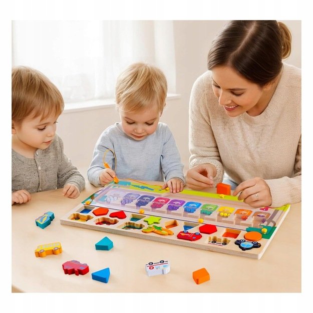 Montessori medinė magnetinė labirinto lenta Mokausi spalvų ir skaičiuoti 2