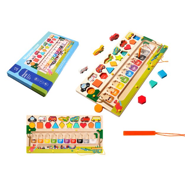 Montessori medinė magnetinė labirinto lenta Mokausi spalvų ir skaičiuoti 4